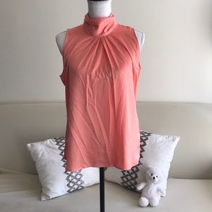Sleeveless Collared Satin Blouse in Georgia Peach